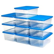 TiaGOC Snaplock 6-Quart Plastic Multipurpose Stackable Storage Container Bins with Blue Latching Lid for Home and Office Organization, Clear (10 Pack)