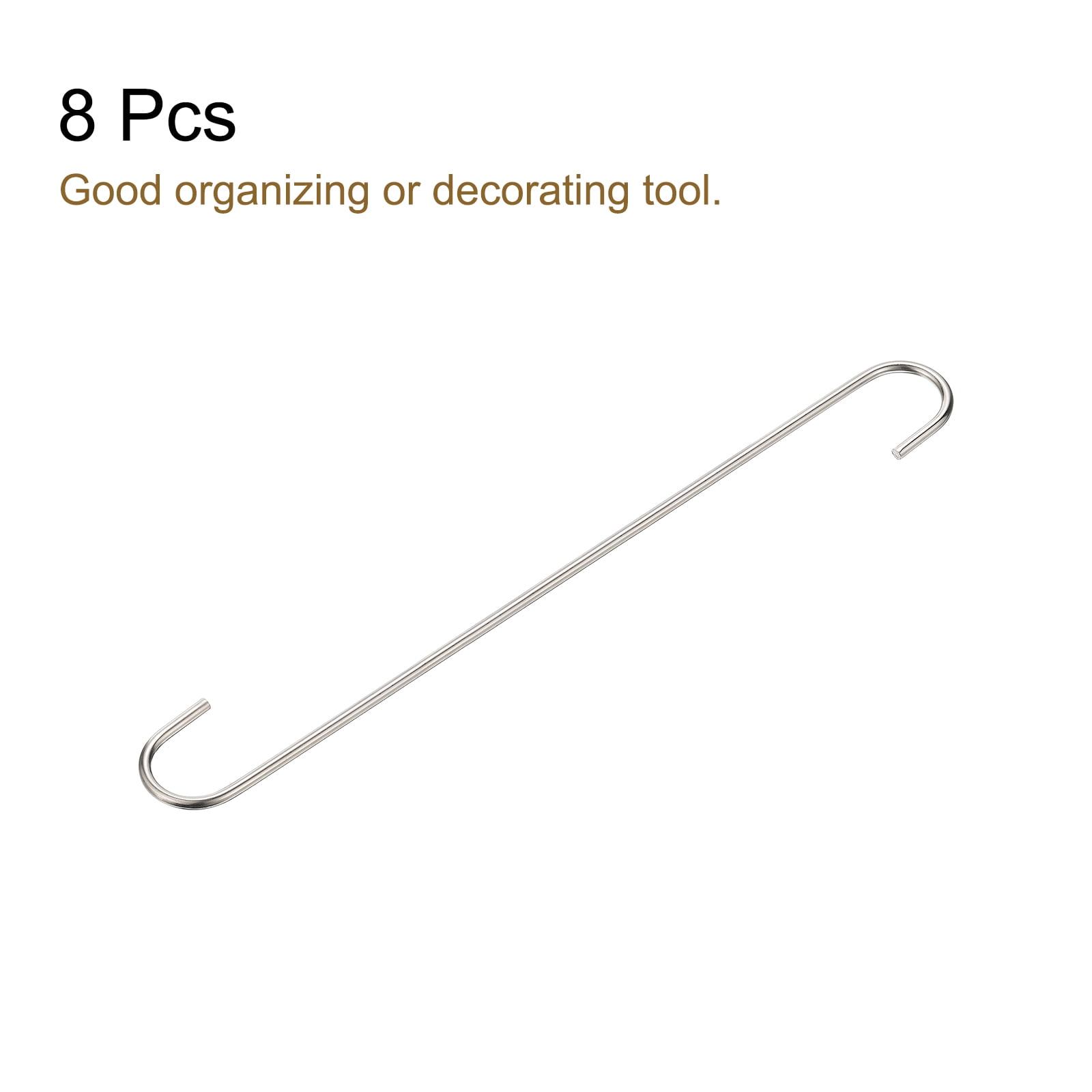 Unique Bargains S Hanging Hooks Extra Long Hangers Matt Silver 16inch/400mm