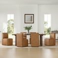 thumbnail image 3 of Spruce & Spring Upholstered Dining Chairs with Hidden Casters Set of 2, Cognac, 3 of 14