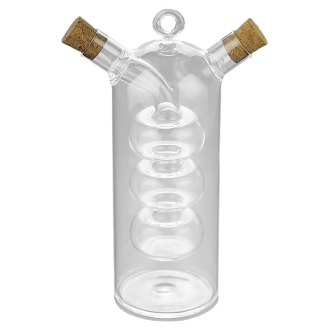 Aceitera y Dispensador de Doble Cámara 6,5x17,5cm Cristal Artesanal Multifuncional Accesorios Decorativos Regalo Transparente