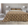 thumbnail image 1 of Autumn Comforter & Sham Bedding Set, Colorful Seasonal Elements Leaves Fall down Oak Acorn Maple Leaf Print, 3 pcs Duvet Set Microfiber Filling Quilt, 5 Sizes, Umber and Pale Orange, by Ambesonne, 1 of 4