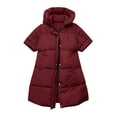 thumbnail image 5 of Sevevn Women's Puffer Vest Zip Up Mid‑Length Quilted Sleeveless Hooded Puffer Coat Fall Winter Outerwear Wine S, 5 of 7