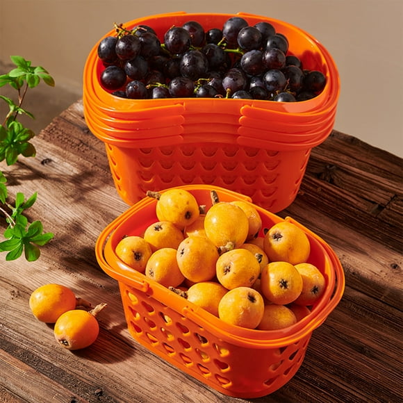 Bathroom Storage & Organization,Plastic Fruit Basket | Handheld Fruit & Vegetable Storage Basket | Plastic Yangmei, Strawberry, and Berry Basket for Kitchen and Garden Use, Easy Carry Design,