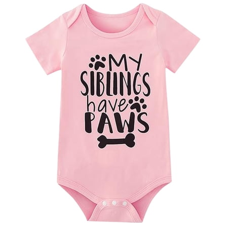 Likimi Girls Boys Romper Short Sleeve Letter Prints Crew Neck Summer Fashion Comfort Bodysuits Pink Size 18-24 Months