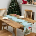 thumbnail image 4 of Blue Snowman Christmas Dresser Scarf Farmhouse, Dining Table Decorations for Wedding/Parties, Xmas Tree Snowflake Winter Gifts Table Runner 120 Inches Long for Kitchen Dining, 13 x 120 In, 4 of 9