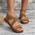 thumbnail image 4 of NOKIO Women's Spring/Summer Flat Bottom Elastic Strap Roman Beach Shoes Open Toe Sandals Shoes Women’s Open Toe Ankle Strap Espadrille Flatform Platform Wedge Sandals, 4 of 6