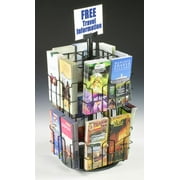 Wire Literature Display for Counter, Rotating Brochure Rack with 16 Full-View Pockets for 4x9 Pamphlets, Plastic Sign Holder Included - Black (WSCB216)