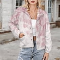 thumbnail image 3 of Jackets for Women Winter Coat Jackets Flannel Stand Collar Jacket(Cherry Blossom Floral Print,Size:S-4XL), 3 of 7