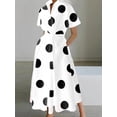 thumbnail image 5 of Elegant Geometric Printing Dress For Women 2024 Summer New Fashion Turn Down Collar Shirt Elastic Waist Large Swing Dresses Robe, 5 of 7