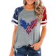 thumbnail image 1 of Top Plisado Gradiente de las Mujeres, Cuello de la Tripulación Manga Corta Blusa Suelta para el Hogar Y el Uso Diario, Ligera Túnica de Moda Casual, 1 of 2