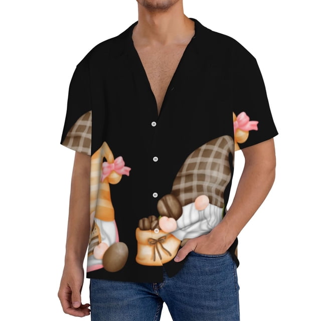 Fotbe Coffee Gnome (2) Camisa Estampada de Manga Corta para Hombre, Casual de Verano, Estilo Playero, Sin Arrugas-3X-Large