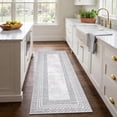thumbnail image 2 of HIWEAVER Gray 2' x 6' Washable Runner for Kitchen Soft Geometric Bordered Indoor Throw Carpet Modern Non-Slip Foldable Doormat for Hallway Farmhouse Dorm Home Decor, 2 of 6