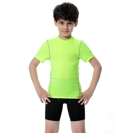 GYRATEDREAM Youth Boys Compression Shirt Short Sleeve Underwear Football Baseball Undershirt Quick Dry Sports Baselayer
