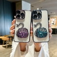 thumbnail image 6 of Electroplated Glitter swan Pattern Phone case with Glitter or Without Glitter Paper, Drop-Proof, Light Luxury Style, for iPhone 15 14 13 12 11 Pro Max case (Black 1,iPhone 13 Pro Max), 6 of 8