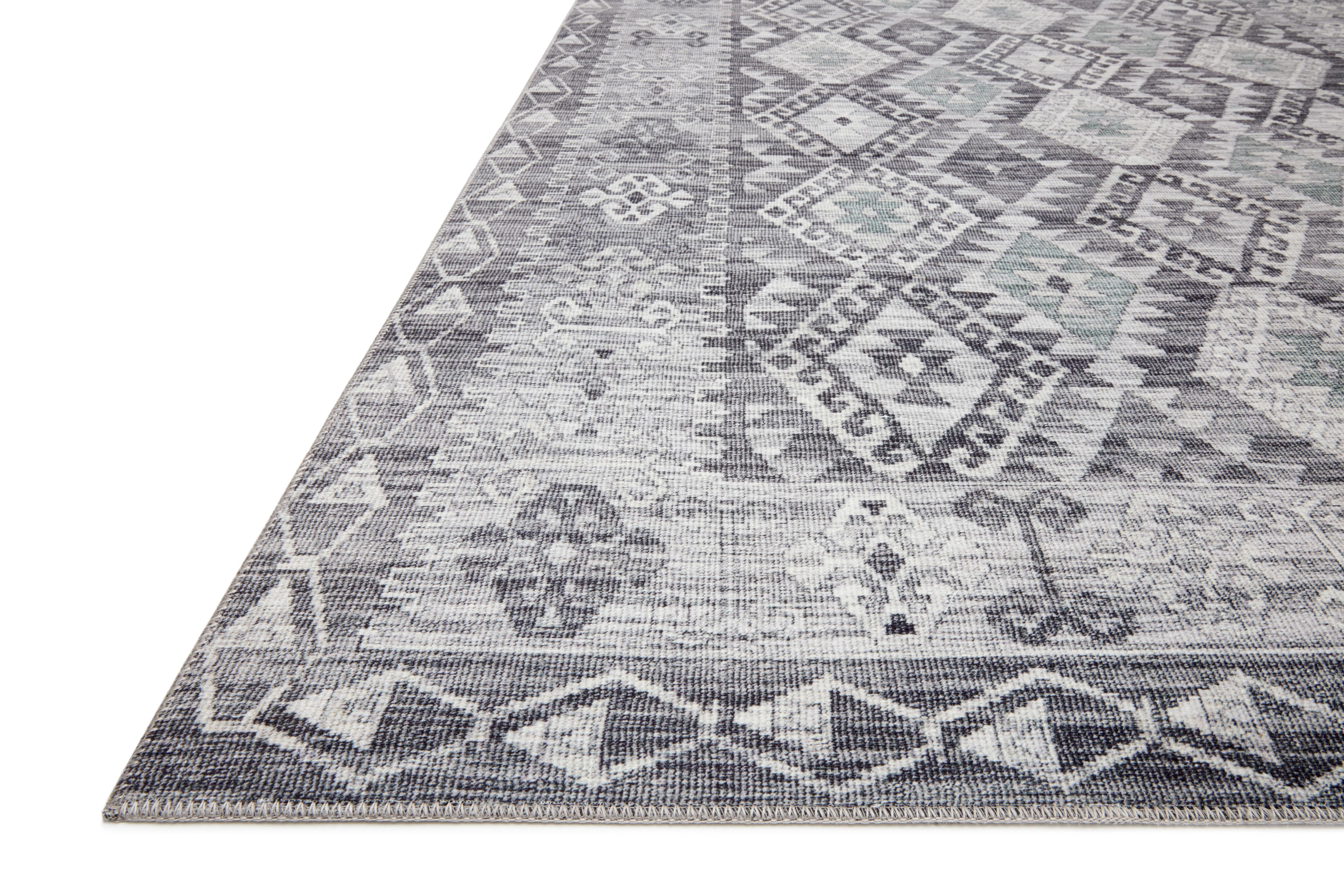 Turkish & Persian Kilim-Style Zion Charcoal / Slate Area Rug 2'-6" x 7'-6"