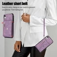 thumbnail image 5 of for iPhone XR Case with Zipper Card Holders and Crossbody Strap & Short Belt for Women, RFID Blocking PU Leather Button Flip Shockproof Wallet Case Cover for iPhone XR - Purple, 5 of 10
