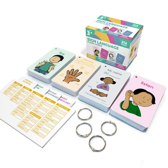 Carson Dellosa Sign Language Flash Card Box Set (216 cards, 4 book rings, 4 dividers)
