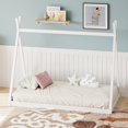 thumbnail image 2 of MAYEERTY Twin Wood Tent Bed Montessori Low-Floor for Kids' Bedroom White, 2 of 7