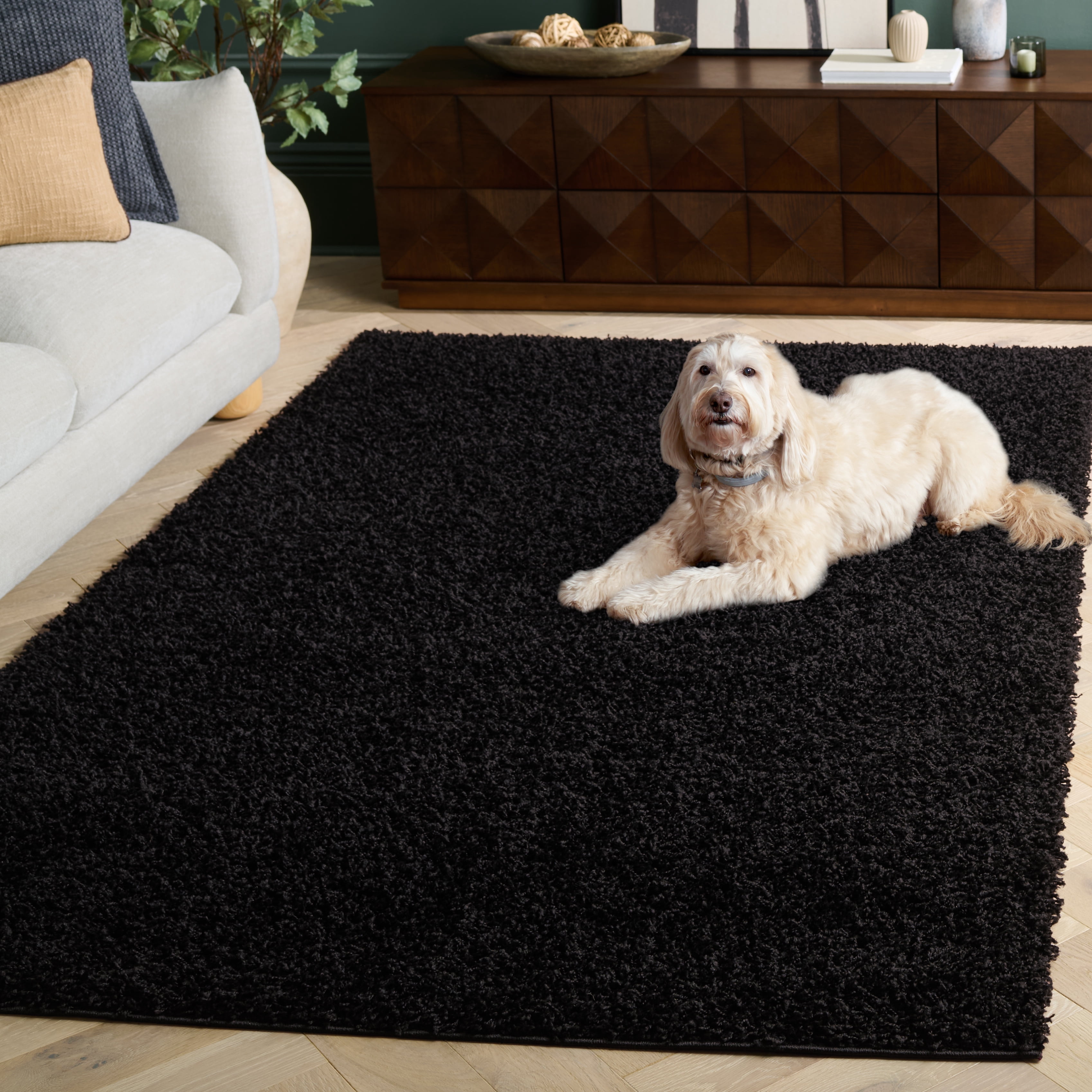 Safavieh Athens Talia Solid Shag Area Rug, Black, 9' x 12'