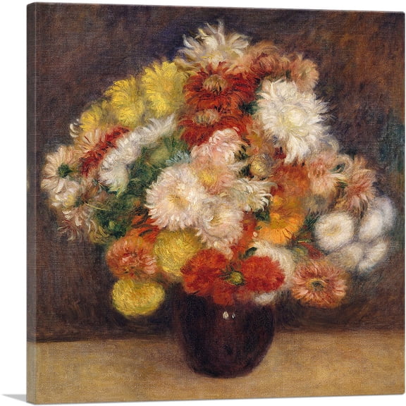 ARTCANVAS Bouquet of Chrysanthemums 1881 Canvas Art Print by Pierre-Auguste Renoir - Size: 18" x 18" (0.75" Deep)