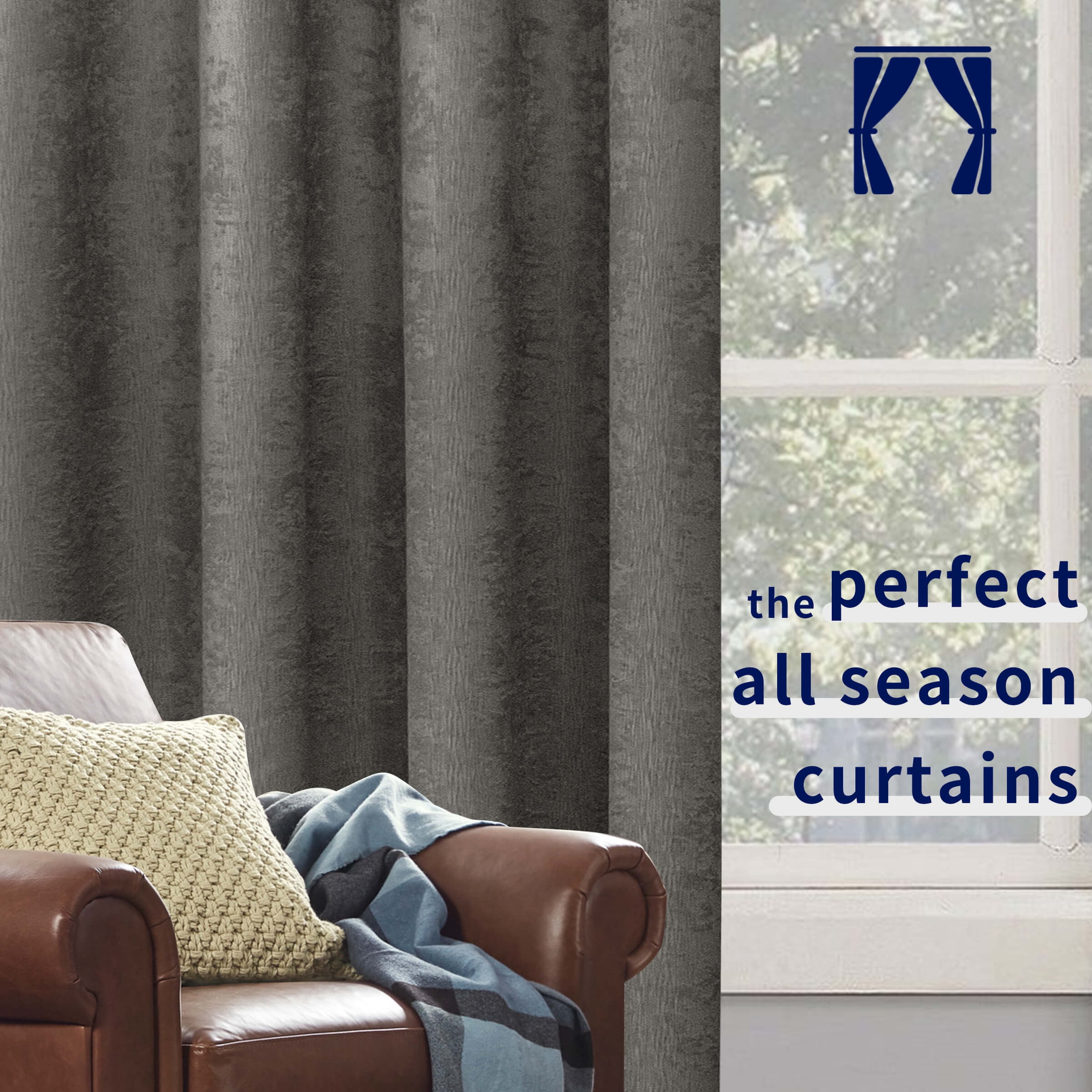 Subrtex Blackout Curtains 2 Panels Room Darkening Grommet Curtain Drapes, Dark Grey, 53"x96"