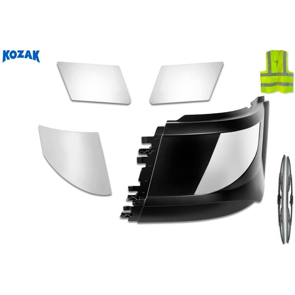 VNL 2016-2017 Bumper Extension Corner Plastic No Fog Light Hole w/ Chrome Trims Set, Left