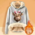 thumbnail image 2 of Women's Hooded Sweatshirt Thick Long Sleeve Highland Cattle Print Hoodies 2025 Pullover Casual Sweaters Winter Y2k Clothes, 2 of 4