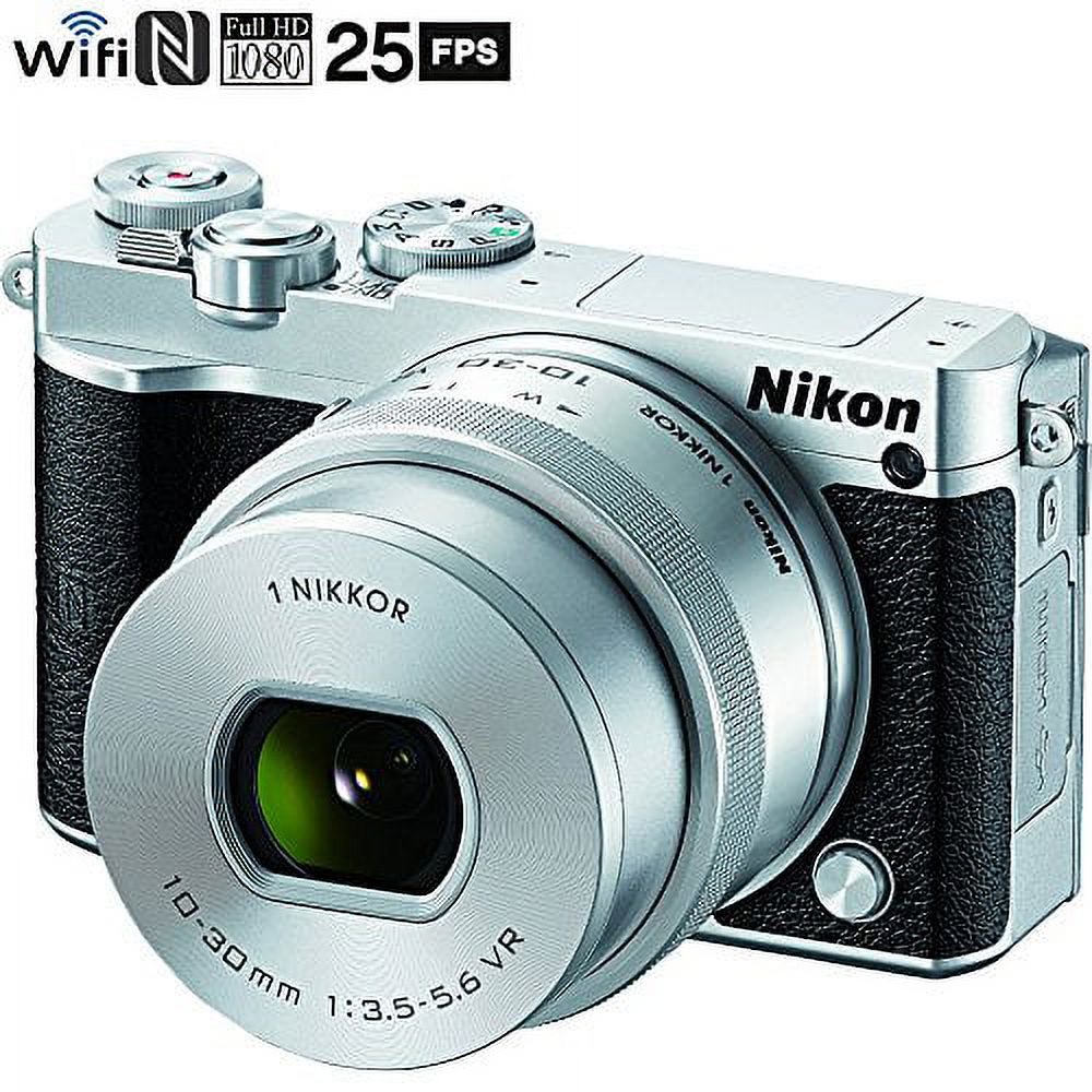 Nikon 1 J5 - Digital camera - mirrorless - 20.8 MP - 4K - 3x optical zoom 1 NIKKOR VR 10-30mm PD-ZOOM lens - Wi-Fi, NFC - silver - image 2 of 2