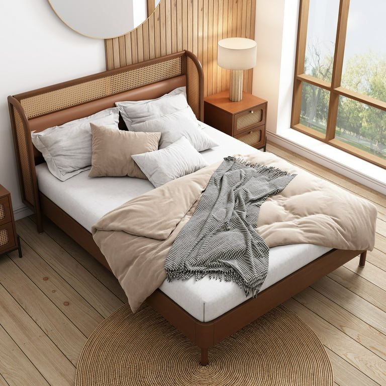 Rattan platform 2024 bed frame