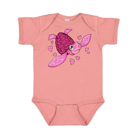 

Inktastic Valentine s Day Cute Pink Sea Turtle with Hearts Gift Baby Boy or Baby Girl Bodysuit