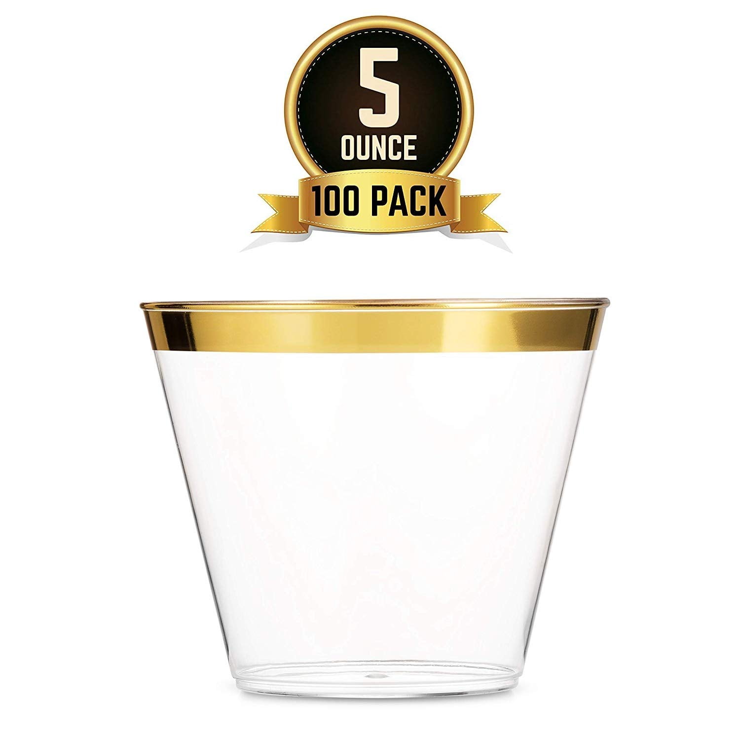 Small Gold Plastic Cups 5 oz 100 Pack Clear Plastic Cups