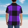 thumbnail image 4 of Kll Men'S Hawaiian Shirt Short Sleeve Button Down Beach Shirts-Purple Buffalo Plaid, 4 of 7