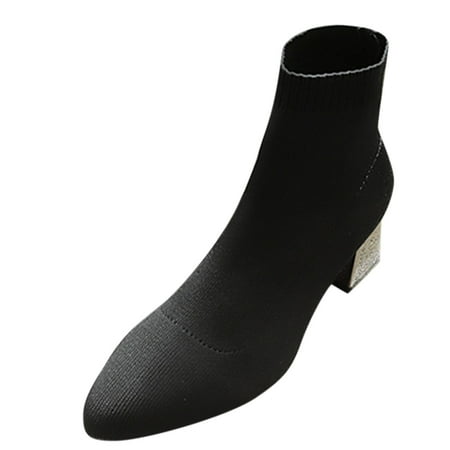 

adviicd Rubber Rain Pumps Women Solid Fashion Pointed Women s Knitting Breathable Heels Bohemian Pumps for Women