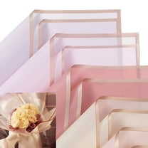 CCOCC 5pcs/Pack Flower Wrapping Paper Golden Border Rose Korean Style Half Transparent Gift Packing Florist Bouquet Wrapping Material 06