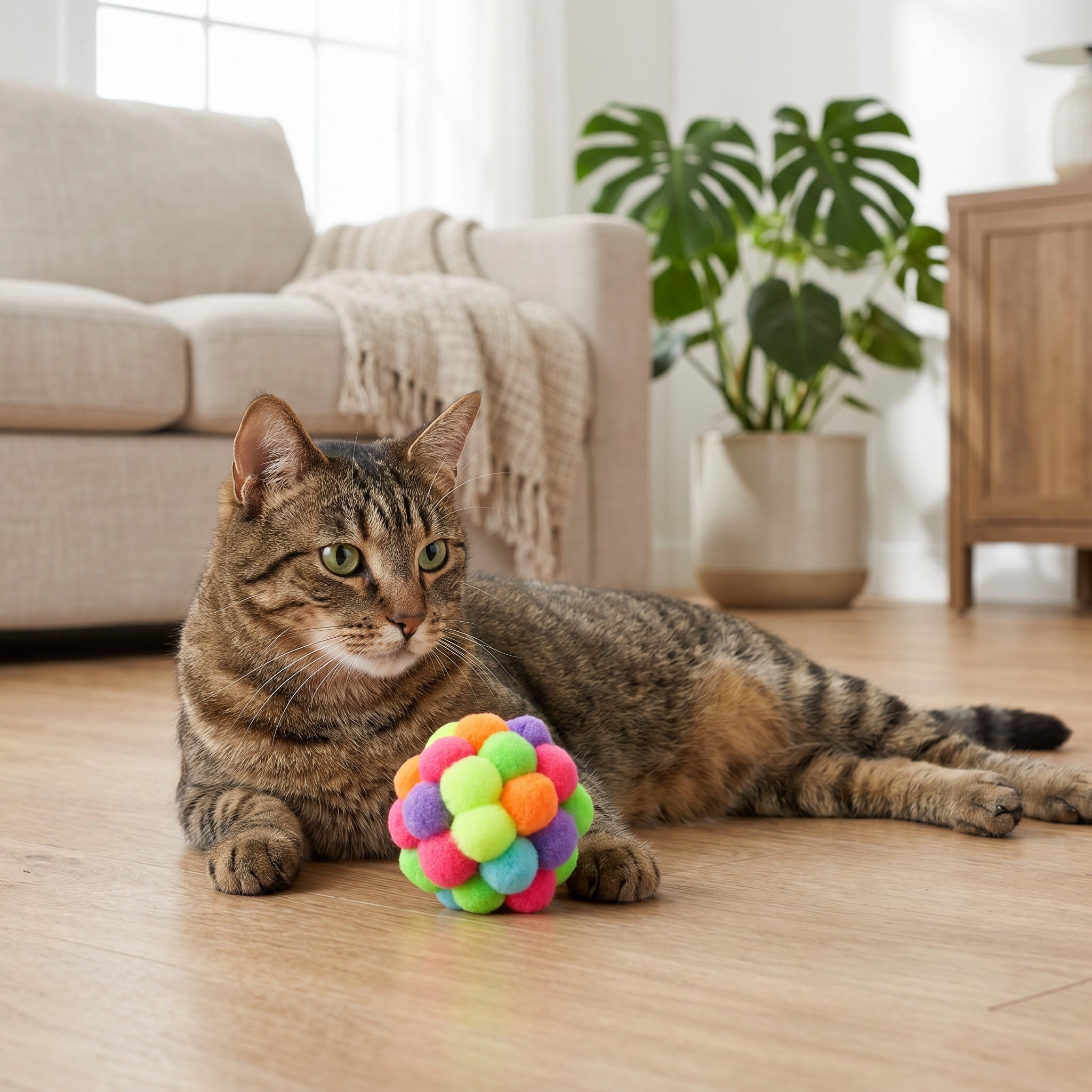 Vibrant Life Pastel Pom Pom Cat Toy, 1 Piece