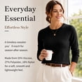 thumbnail image 5 of QUALFORT Women’s Crew Neck Pullover Sweater, Soft Lightweight Long Sleeve Knit Top, Solid Color Casual Sweater, Black L, 5 of 7