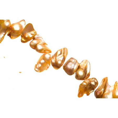 - Apricot Freshwater Cultured Pearls Natural Baroque, D+ Graded, 17x5x12mm (Approx.), 15.5Inch Strings/39Pearls