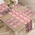 thumbnail image 2 of Ambesonne Antique Oriental Table Runner & Placemats, Soft Rococo Damask, Placemat 4 pcs + Runner 16"x72", Pale Pink Burgundy Cream, 2 of 2