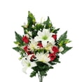 thumbnail image 4 of Allstate Dahlia, Lily and Rose Artificial Mixed Flower Bouquet - 26" - White and Red, 4 of 9
