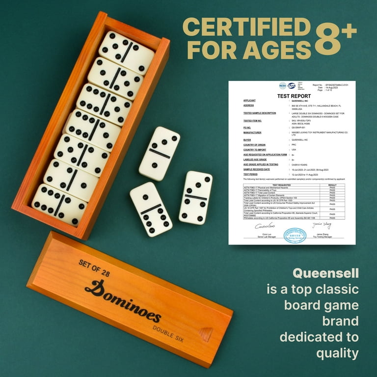 Queensell Jumbo Dominoes Double 6 Set, 28 Tiles photo 4