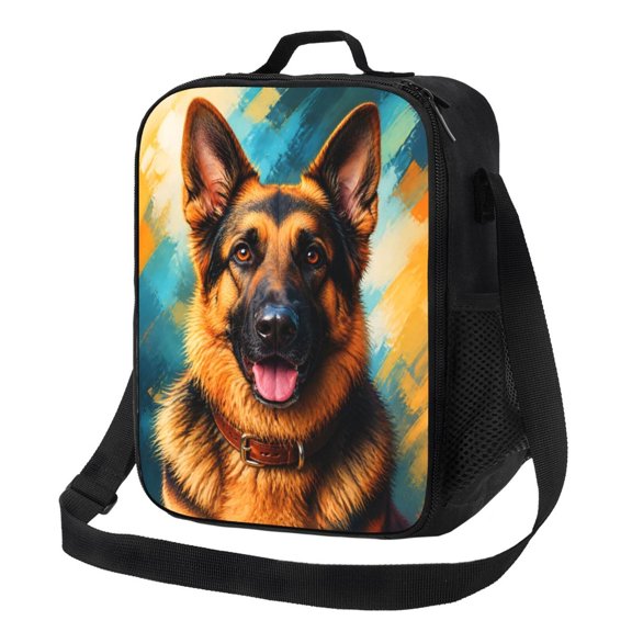 German Shepherd Dog Lunch Bag Insulated Thermal Lunch Box with Shoulder Strap & Handle for Women and Men