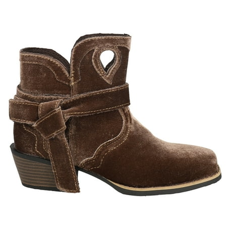 

Justin Boots Womens Elana Velvet Square Toe Casual Boots Ankle Low Heel 1-2