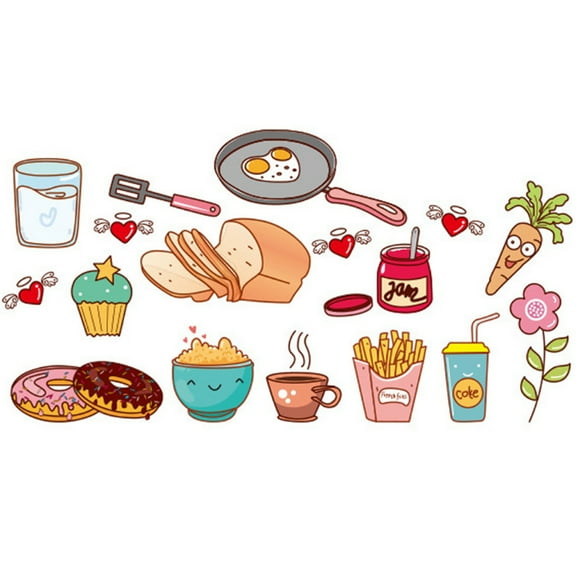 Food Pattern Wall Sticker Self Adhesive Vinyl Removable Decal Kitchen Decor Home wall sticker Decoration