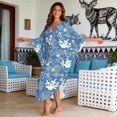 thumbnail image 3 of Xixirimido Koi Fish Corals Blue Print Womens Kaftan Dresses Long Caftans Plus Size Batwing Sleeve Swimsuit Coverup V Neck Summer Beach Dress, 3 of 7