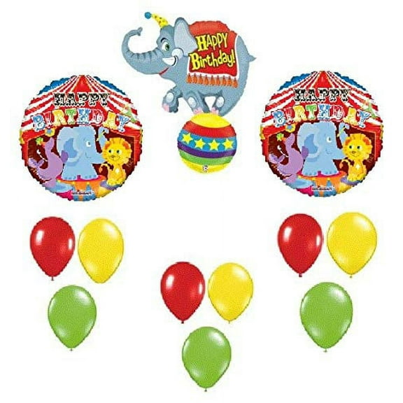 DalvayDelights Circus Elephant Tent Big TOP Happy Birthday Party Mylar Latex Balloons Set KIT