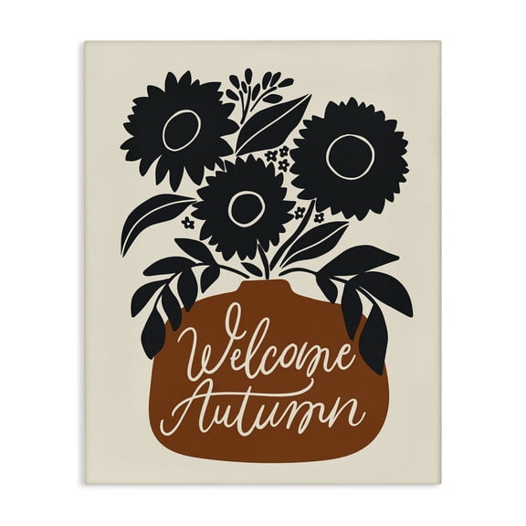 Stupell Industries Welcome Autumn Earthy Blooms Plants & Flowers Painting Wrapped Canvas Art Print Wall Art, 16 x 20