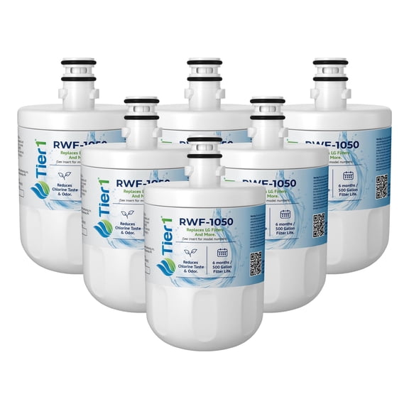 Tier1 RWF1050 5231JA2002A Refrigerator Water Filter | Replacement for LG LT500P & Kenmore 9890 Fridge Filter - Up to 12 Months Supply | Easy Install | Odor Control | Enjoy Great Tasting Water (6-pk)