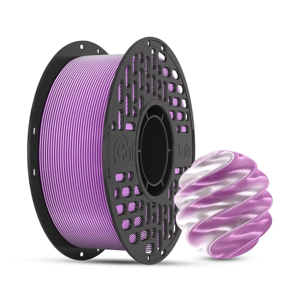 CaiLab PLA Silk Dual-Color 3D Printer Filaments, 2 Color Changing, 1.75mm, Pink & Silver