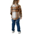 thumbnail image 4 of Family Matching Flannel Plaid Shirt Mommy and Me Long Si Lapel Plaid Velvet Casual Party Spring Buttons Cardigan, 4 of 5