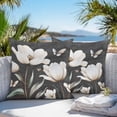 thumbnail image 3 of Throw Pillow Covers 18x18 Inch Set of 2, Farmhouse Floral Waterproof Outdoor Pillow Covers, Magnolia Flowers Vintage Blackboard Decorative Cushion Pillowcases for Couch, Sofa, Bed, Garden, Patio, 3 of 9